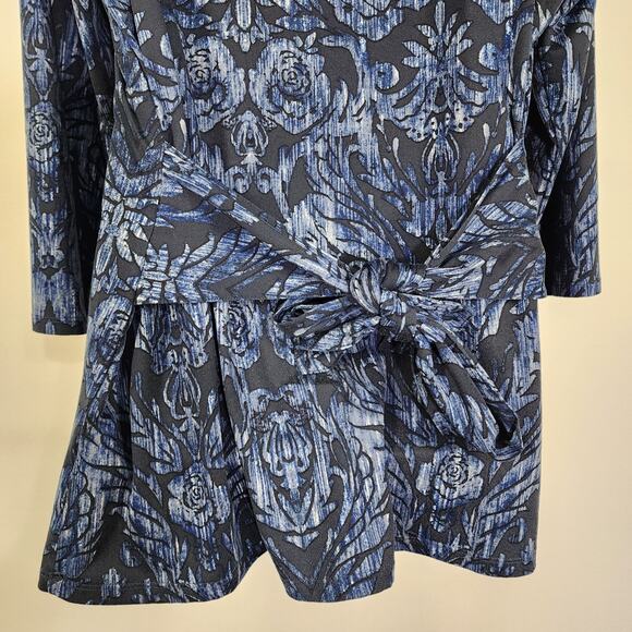 Belle by Kim Gravel Womens Tie Front Print Knit Top Size Large Blue Knit A372048 - Picture 7 of 11